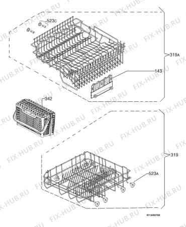 Взрыв-схема посудомоечной машины Novamatic GS927ISIL - Схема узла Basket 160